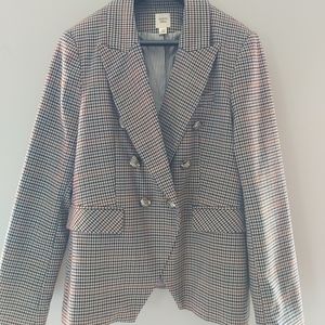 Classic Gingham Blazer with Silver Bottons